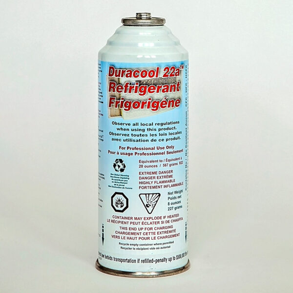 DuraCool_22a_R290_Replacement_Refrigerant_8oz_Cans_Front